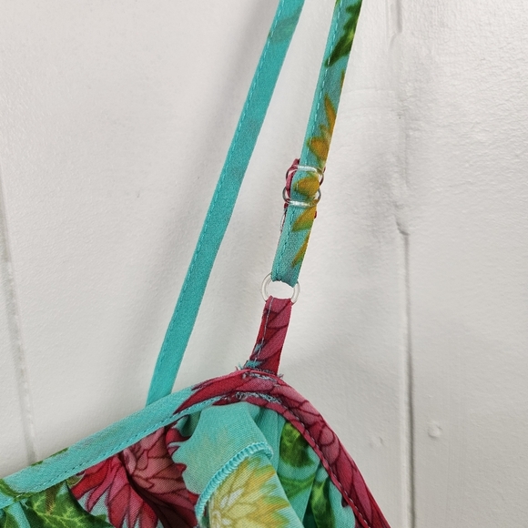 Vintage Blue Floral Nightie Lingerie Sheer Slip Dress 90s Y2K Mini Romantic cute - Picture 6 of 10